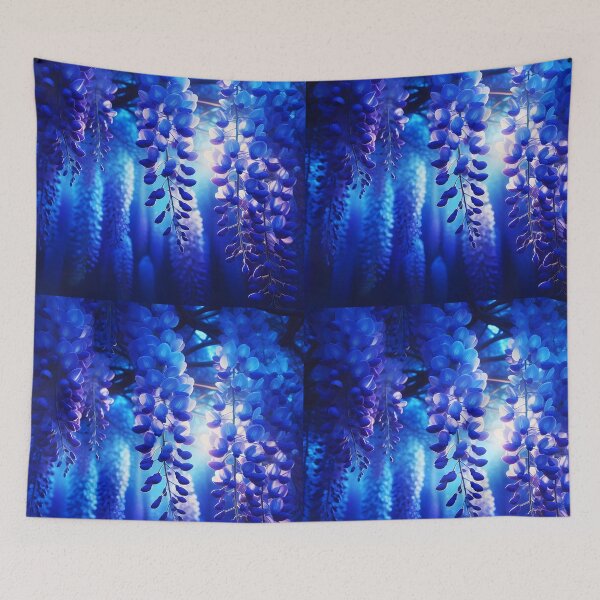 Item preview, Blue Wisterias garden Evening Photo designed and sold by EmeraldeaArt.