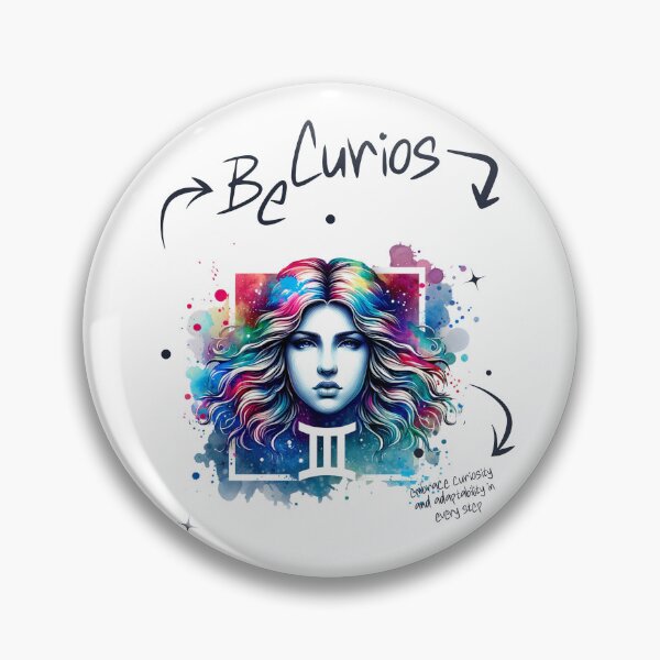Item preview, Be Curious – Gemini Watercolor Portrait with Zodiac Symbol designed and sold by NSB-Design.