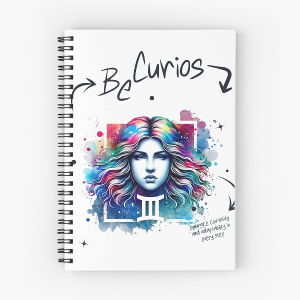 Item preview, Be Curious – Gemini Watercolor Portrait with Zodiac Symbol designed and sold by NSB-Design.