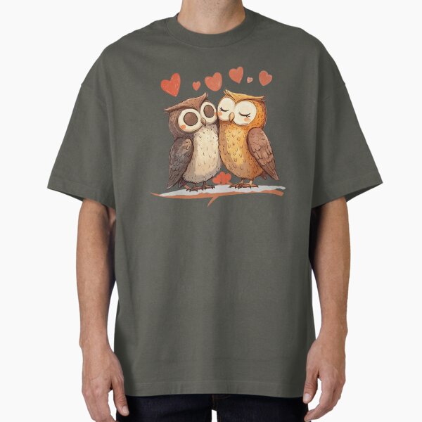 love couple owl together tshirt Oversized T-Shirt