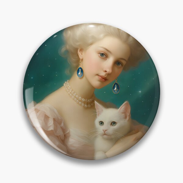 Item preview, Rococo Lady and the White Cat: Titan-Inspired Cosmic Earrings (Original Art by Dee & Zoey) designed and sold by DeenaDee.