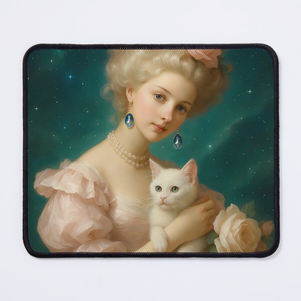 Item preview, Rococo Lady and the White Cat: Titan-Inspired Cosmic Earrings (Original Art by Dee & Zoey) designed and sold by DeenaDee.