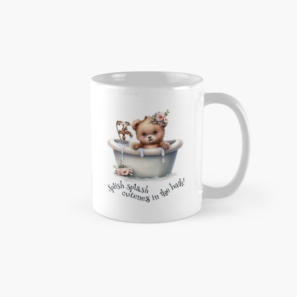 Item preview, Splish Splash, cuteness in the bath! – Cute Floral Baby Bear Animal Bath Time Art designed and sold by Art of Ngu.