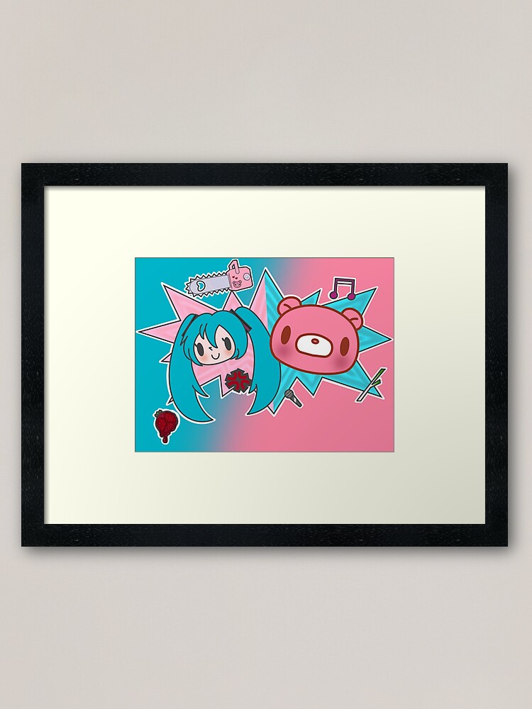 Aperçu 1 sur 7. Impression encadrée avec l'œuvre Imprimé Hatsune Miku x Gloomybear créée et vendue par mikusleeklover.