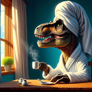 Artwork thumbnail, T-Rex Morning Routine by TrexAmbassador