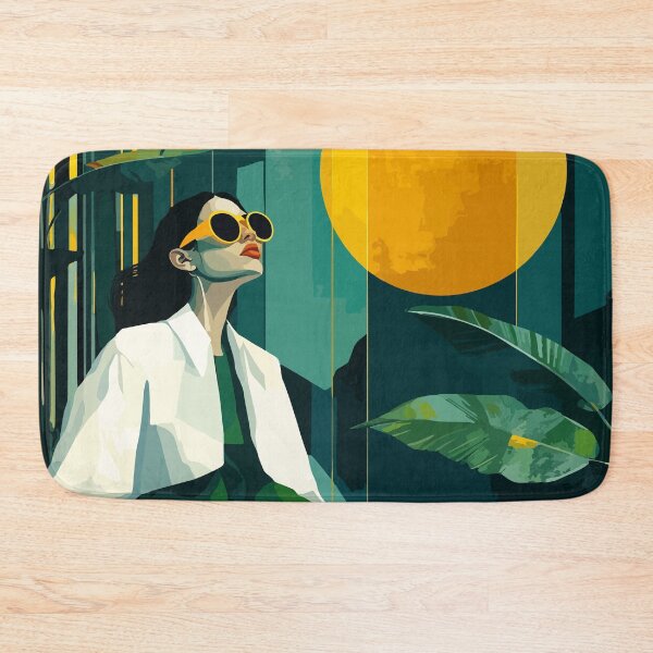 Item preview, Surreal Woman with Green Hat and Sunglasses - Abstract Modern Art designed and sold by Moss and Moon Studio.