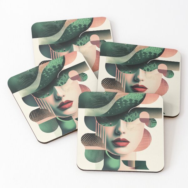 Item preview, Surreal Woman with Green Hat and Sunglasses - Abstract Modern Art designed and sold by Moss and Moon Studio.