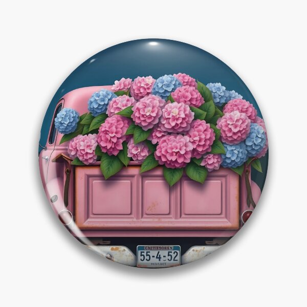 Item preview, Old gardening truck loaded with pink and blue hydrangeas designed and sold by Ponted.