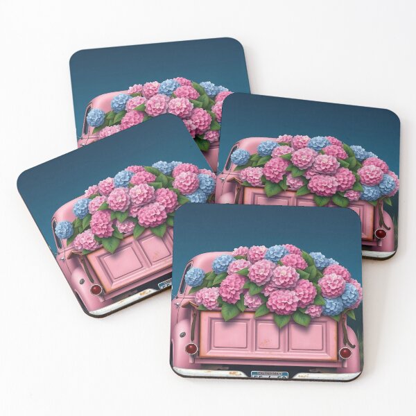 Item preview, Old gardening truck loaded with pink and blue hydrangeas designed and sold by Ponted.