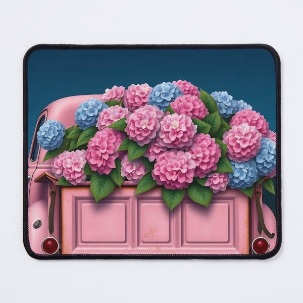 Item preview, Old gardening truck loaded with pink and blue hydrangeas designed and sold by Ponted.