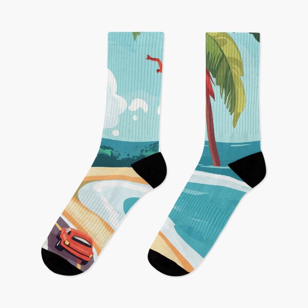 Item preview, Tropical Road Trip - Scenic Beach Drive with Palm Trees designed and sold by Moss and Moon Studio.