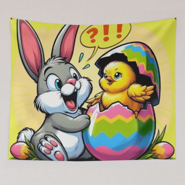 Item preview, A rabbit is surprised to see a giant chick born from an Easter egg. designed and sold by SammyMorry.
