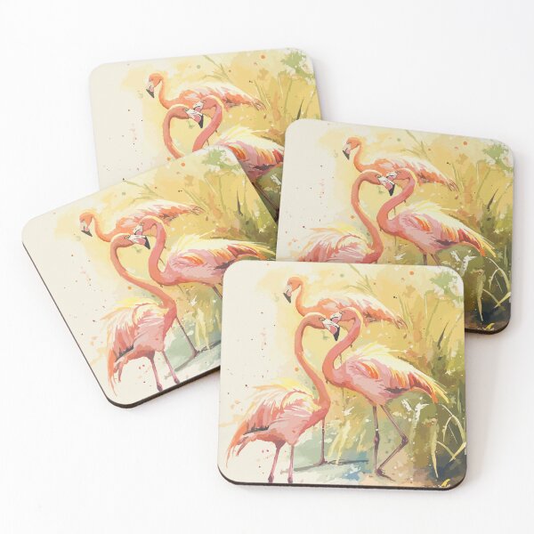 Item preview, Pink Flamingos - Vibrant Watercolor Painting with Splashes of Color designed and sold by Moss and Moon Studio.