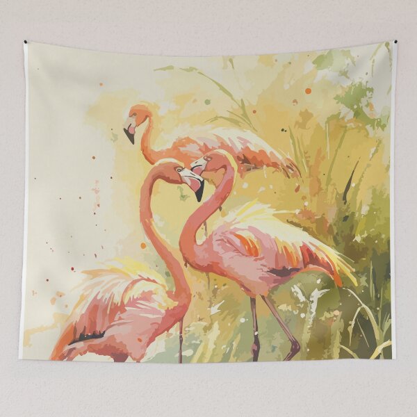 Item preview, Pink Flamingos - Vibrant Watercolor Painting with Splashes of Color designed and sold by Moss and Moon Studio.