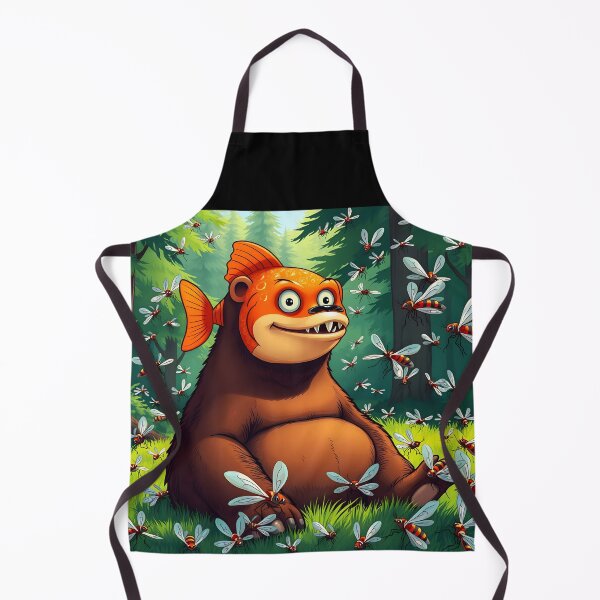 Item preview, Trippi Troppi Fish Bear Italian Brainrot cartoon character portraiture in forest surrounded by mosquitoes designed and sold by EmeraldeaArt.