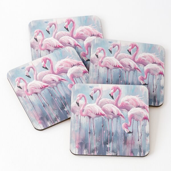 Item preview, Pink Flamingos - Vibrant Watercolor Painting with Splashes of Color designed and sold by Moss and Moon Studio.
