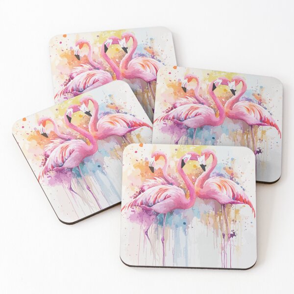 Item preview, Pink Flamingos - Vibrant Watercolor Painting with Splashes of Color designed and sold by Moss and Moon Studio.