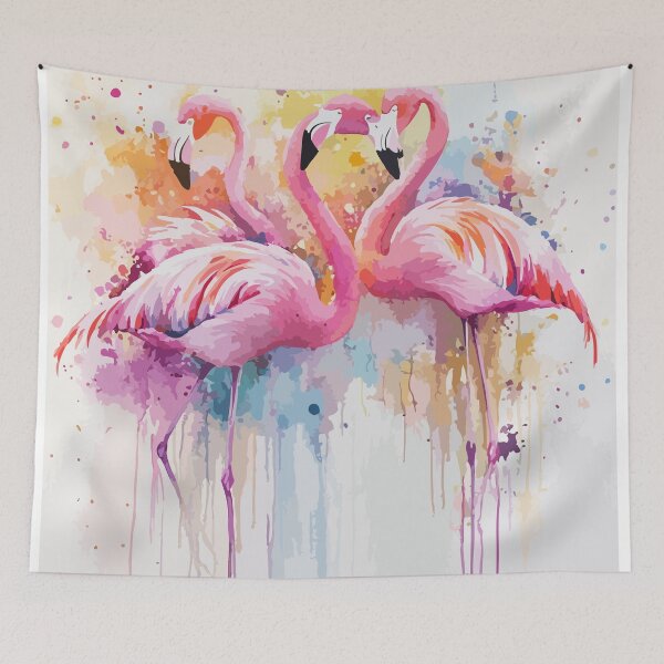 Item preview, Pink Flamingos - Vibrant Watercolor Painting with Splashes of Color designed and sold by Moss and Moon Studio.