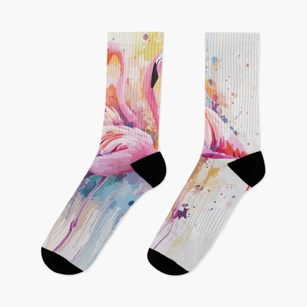 Item preview, Pink Flamingos - Vibrant Watercolor Painting with Splashes of Color designed and sold by Moss and Moon Studio.