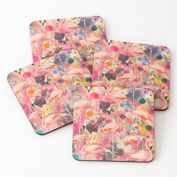 Item preview, Pink Flamingos - Vibrant Watercolor Painting with Splashes of Color designed and sold by Moss and Moon Studio.