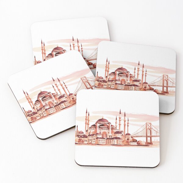 Item preview, Eastern Istanbul – Mosque and Bridge at Sunset in Watercolor designed and sold by StormArte.