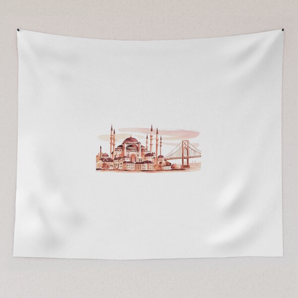 Item preview, Eastern Istanbul – Mosque and Bridge at Sunset in Watercolor designed and sold by StormArte.