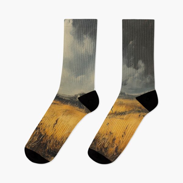 Item preview, Lone Wanderer on a Stormy Path Through Golden Fields designed and sold by snuske01.