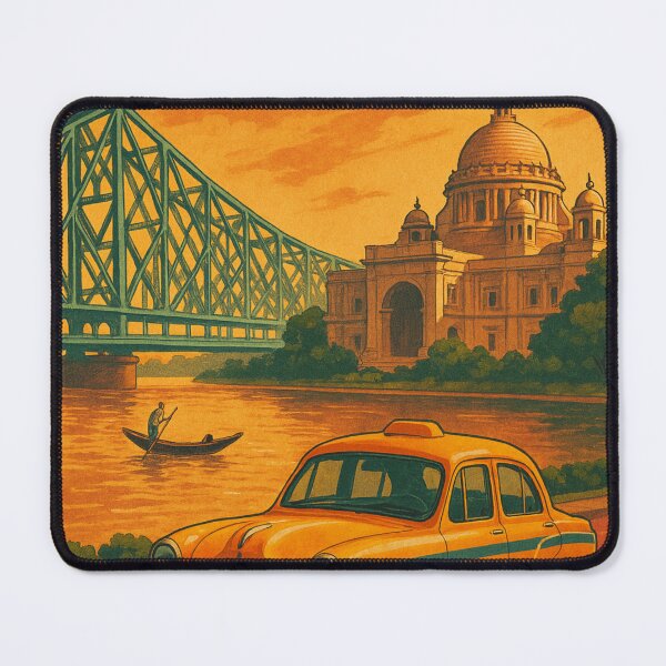 Item preview, Kolkata Iconic Landmarks – Howrah Bridge, Victoria Memorial & Yellow Taxi designed and sold by Places On Earth.