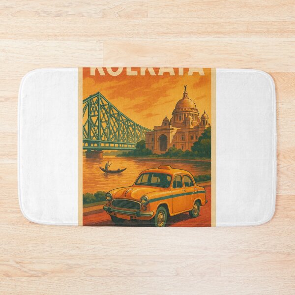 Item preview, Kolkata Iconic Landmarks – Howrah Bridge, Victoria Memorial & Yellow Taxi designed and sold by Places On Earth.