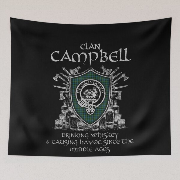 Item preview, Clan Campbell 42nd drinking whiskey and causing havoc heritage crest tartan plaid designed and sold by Clan1093.
