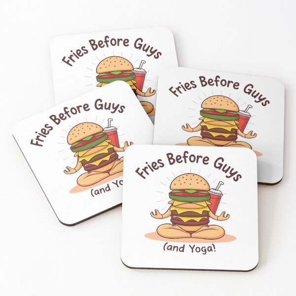 Item preview, Fries Before Guys (and Yoga!) – Funny Cartoon Yoga Art designed and sold by ARTReMi.