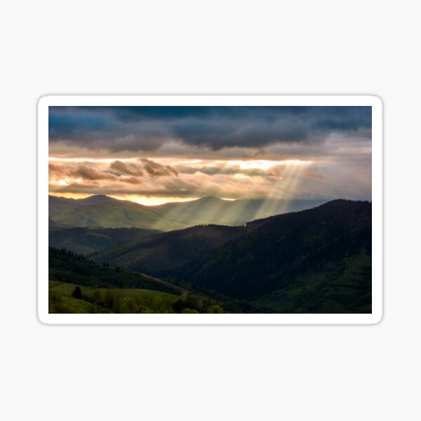 beams of light over the mountains Sticker