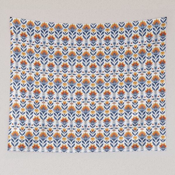 Item preview, Scandinavian folk art florals designed and sold by PoppyLaneStudio.