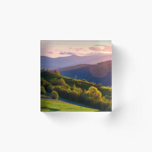 colorful sunset in Carpathian countryside Acrylic Block