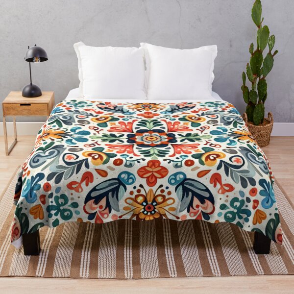 Item preview, Scandinavian & Hungarian Folk Art Pattern – Vibrant Floral Symmetry by heidiannemorris designed and sold by FOLK ART FUSION by heidiannemorris.