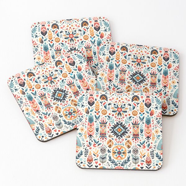 Item preview, Scandinavian & Hungarian Folk Art Pattern – Vibrant Floral Symmetry by heidiannemorris designed and sold by FOLK ART FUSION by heidiannemorris.