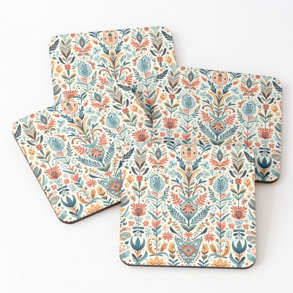 Item preview, Scandinavian & Hungarian Folk Art Pattern – Vibrant Floral Symmetry by heidiannemorris designed and sold by FOLK ART FUSION by heidiannemorris.