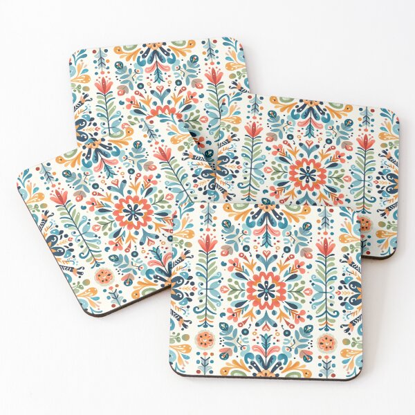 Item preview, Scandinavian & Hungarian Folk Art Pattern – Vibrant Floral Symmetry by heidiannemorris designed and sold by FOLK ART FUSION by heidiannemorris.