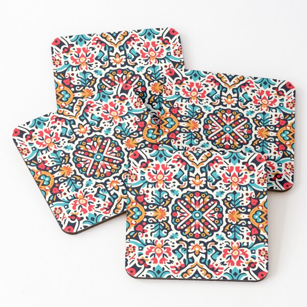 Item preview, Scandinavian & Hungarian Folk Art Pattern – Vibrant Floral Symmetry by heidiannemorris designed and sold by FOLK ART FUSION by heidiannemorris.