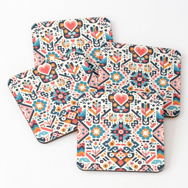 Item preview, Scandinavian & Hungarian Folk Art Pattern – Vibrant Floral Symmetry by heidiannemorris designed and sold by FOLK ART FUSION by heidiannemorris.