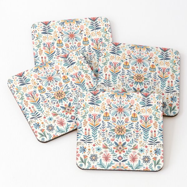 Item preview, Scandinavian & Hungarian Folk Art Pattern – Vibrant Floral Symmetry by heidiannemorris designed and sold by FOLK ART FUSION by heidiannemorris.