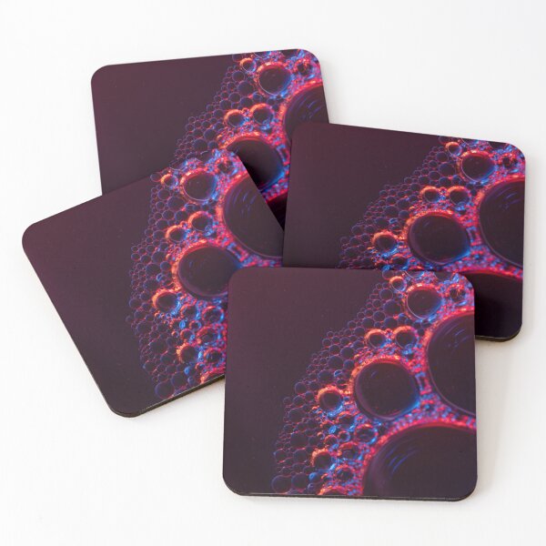 Item preview, Extreme Macro Oil Bubbles – Blue and Red Abstract Art designed and sold by MacroElegance.
