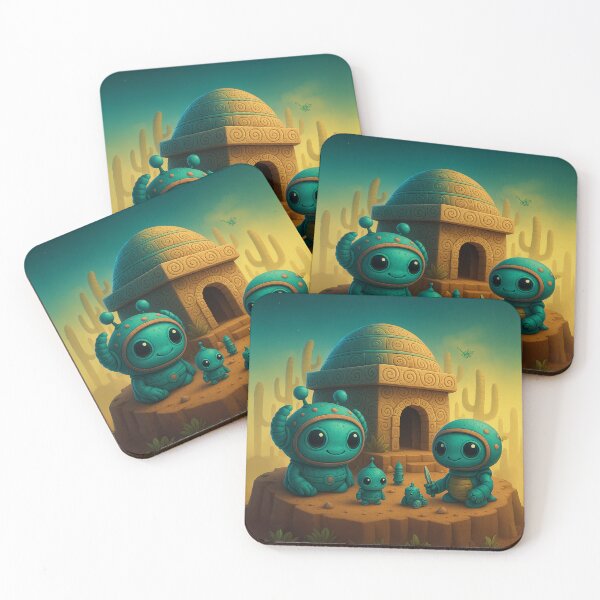Item preview, Techno-Tribal Alien Family – Cute Mayan-Inspired Sci-Fi Art designed and sold by Hakubiya.