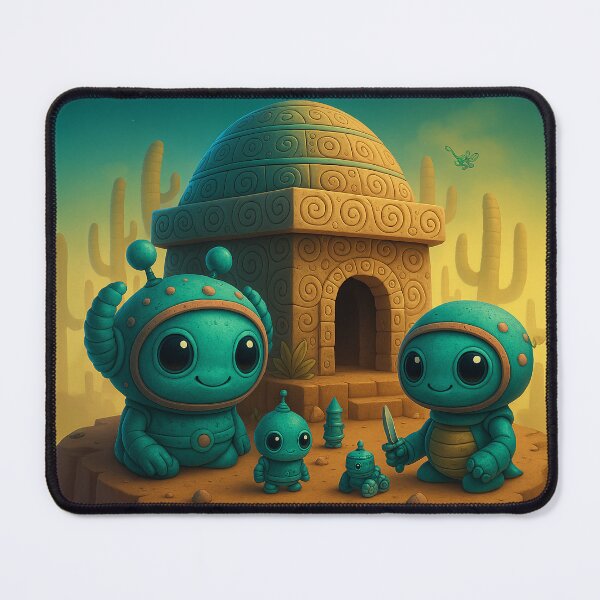 Item preview, Techno-Tribal Alien Family – Cute Mayan-Inspired Sci-Fi Art designed and sold by Hakubiya.