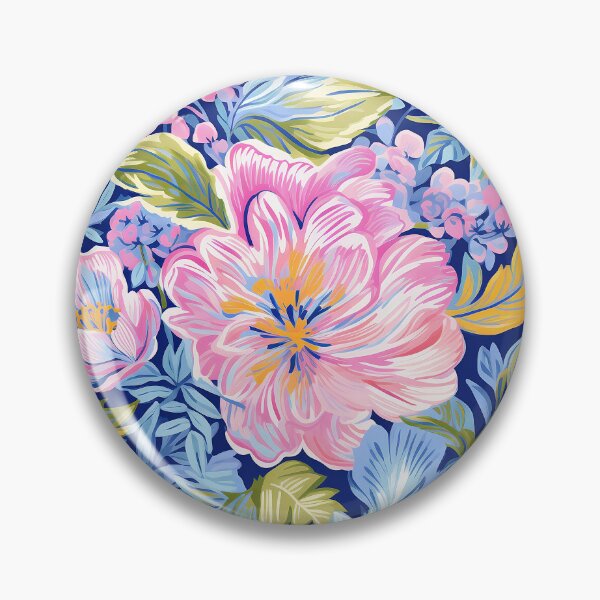 Item preview, large pink and blue abstract floral pattern designed and sold by PoppyLaneStudio.