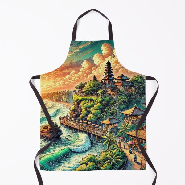 Item preview, Men’s Rash Guard Sunset Temple – AI-Designed Bali Activewear for Surfing, Yoga & Outdoor Adventures designed and sold by knalpot-design.