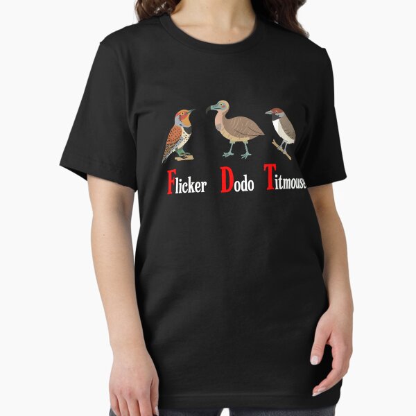 Artikel-Vorschau von Flicker Dodo Meise Lustiges Anti-Trump-Vogel-Wortspiel-Humor-Design, designt und verkauft von ChicTeeshop.