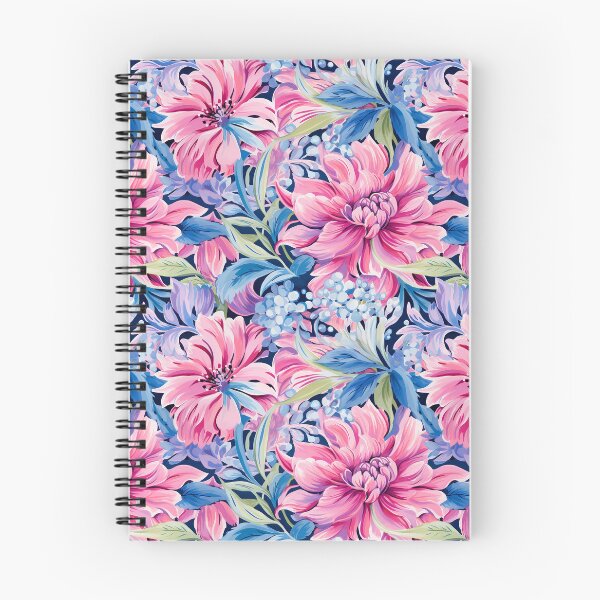 Item preview, bold pink and blue florals designed and sold by PoppyLaneStudio.