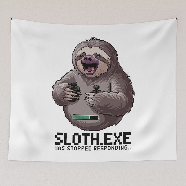 Artikelvorschau, Sloth.EXE reagiert nicht mehr. Lustige Gamer-Faultier-Pixelkunst entworfen und verkauft von NaturePixel.