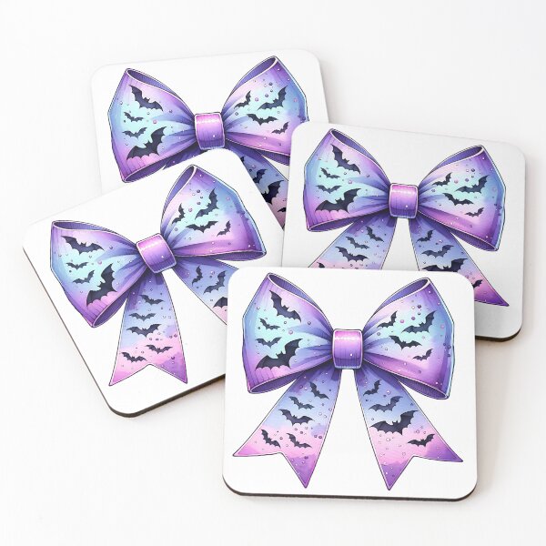 Item preview, Pastel Watercolor Bow with Black Bats, Kawaii Gothic Halloween  designed and sold by Adorablehaunts.